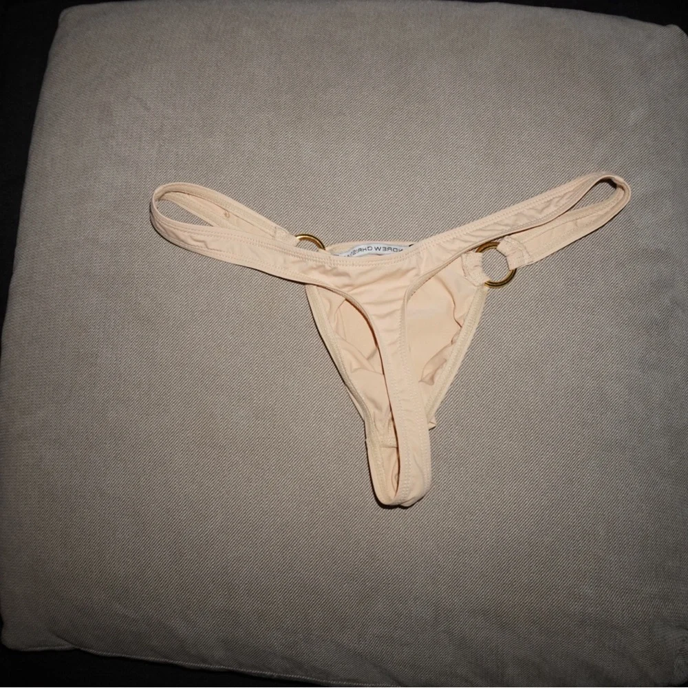 Beige gold hardware Bikini Bottom. Size medium. Andrew Christian. - Picture 1 of 1